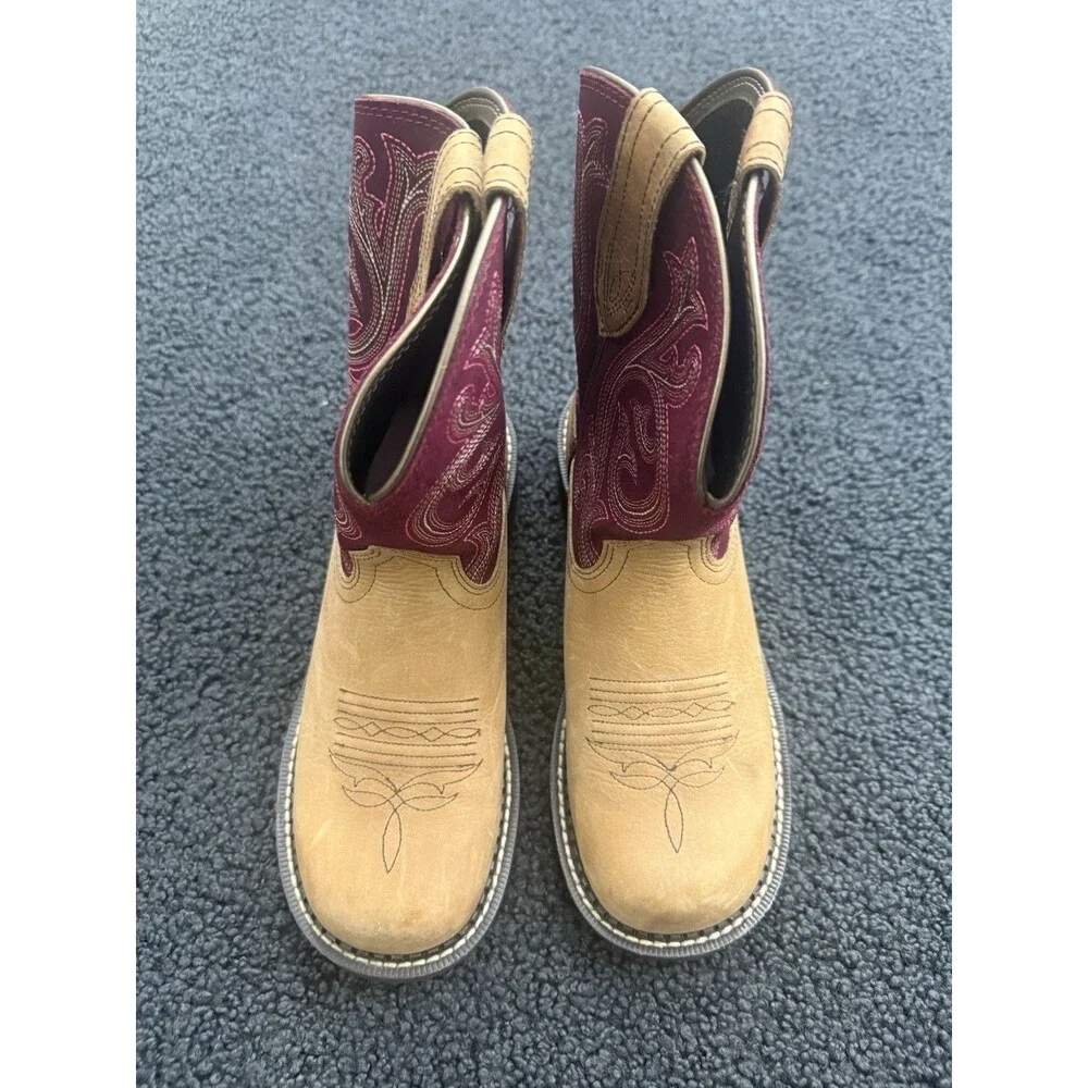 Ariat Fatbaby Heritage Women Size 7.5B Boot Burgundy Tan Cowgirl Boot 10026116